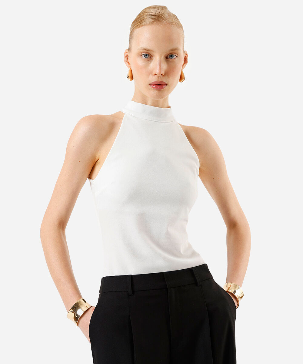 blusa feminina halterneck off white