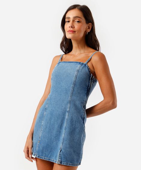 macaquinho short saia feminino jeans azul