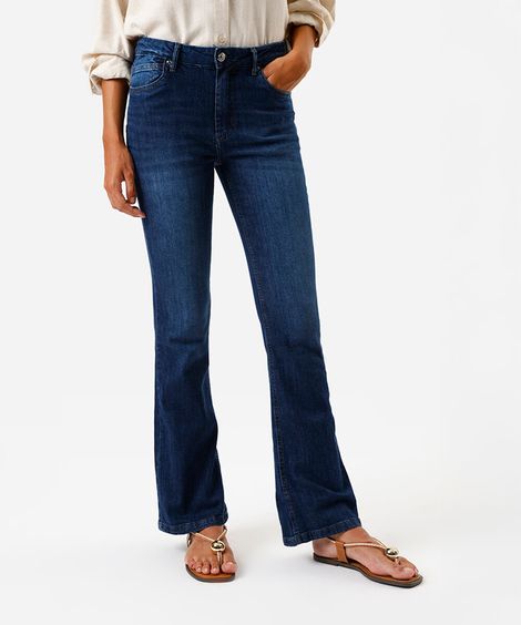 calça feminina jeans bootcut cintura média azul