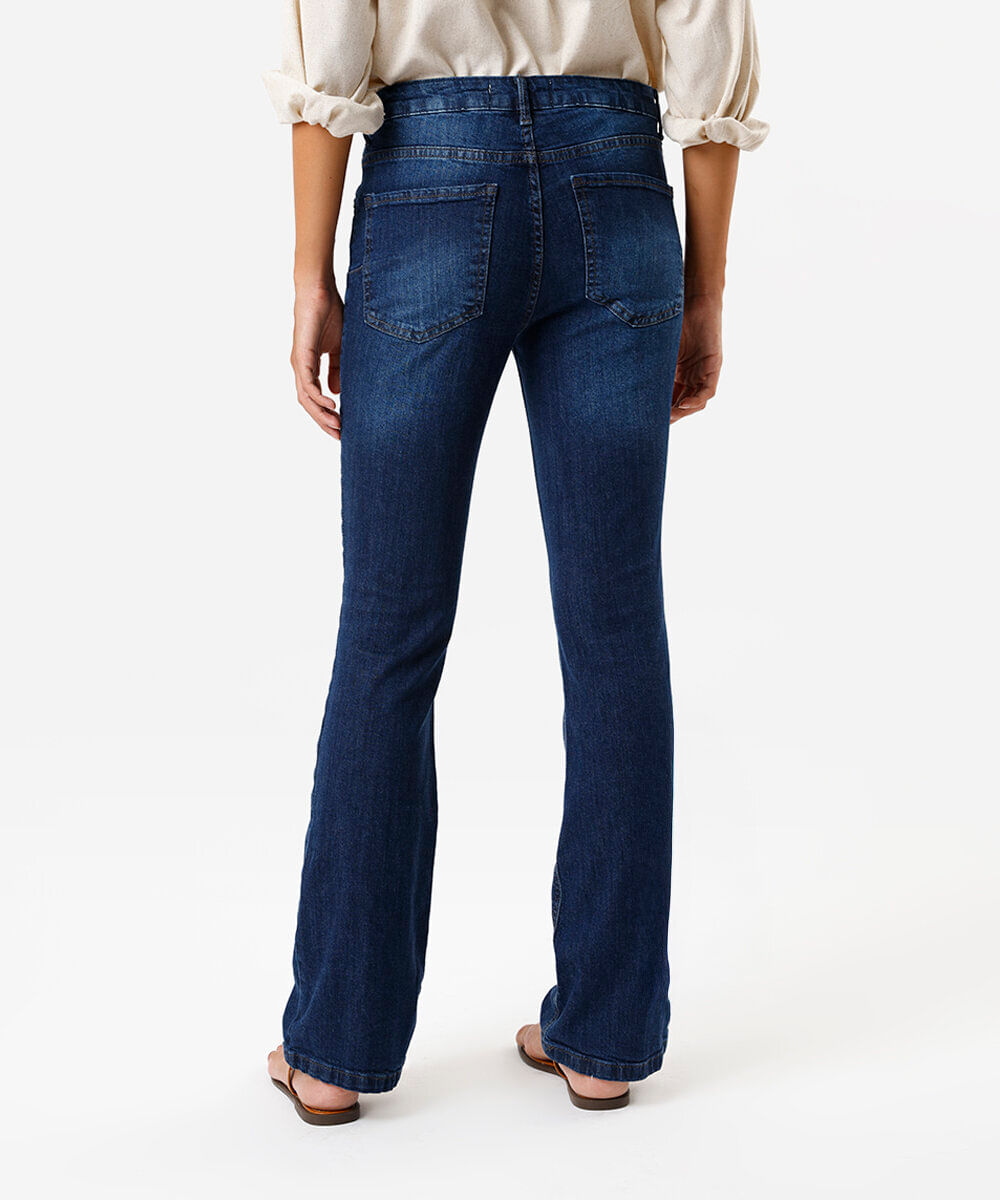 calça feminina jeans bootcut cintura média azul