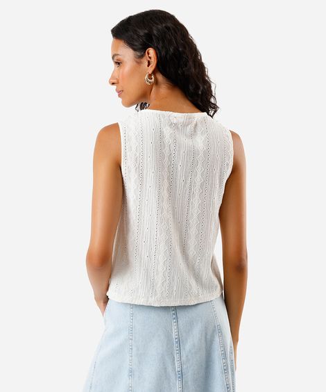regata feminina colete com amarração off white