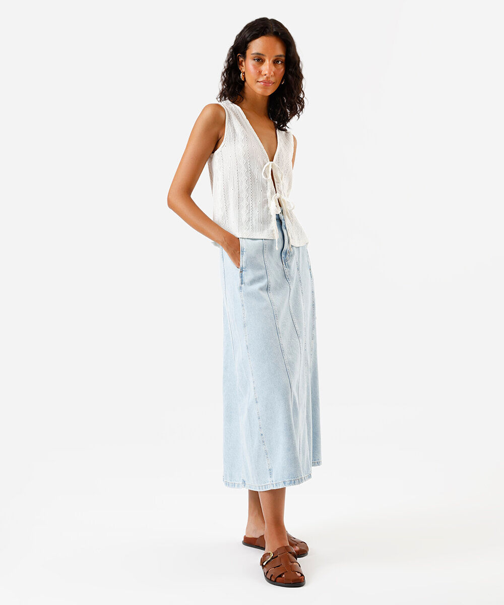 regata feminina colete com amarração off white