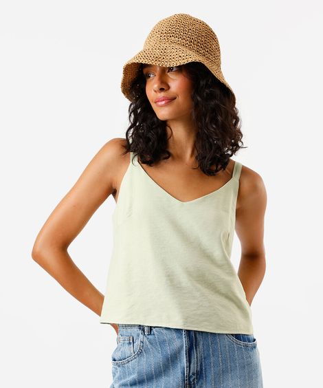 regata feminina de viscose decote v verde