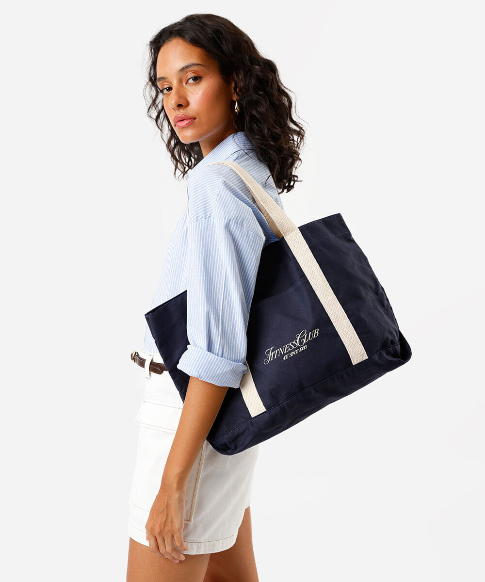 bolsa tote unissex vintage esportiva off white