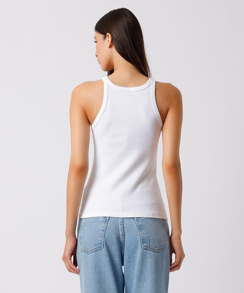 regata feminina de algodão peruano canelada mindset branca