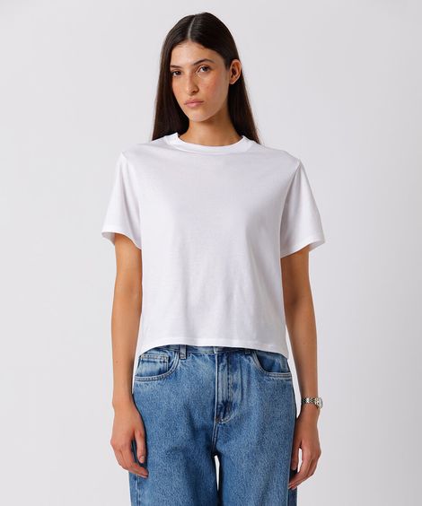 camiseta slim fit feminina de algodão pima mindset  branca