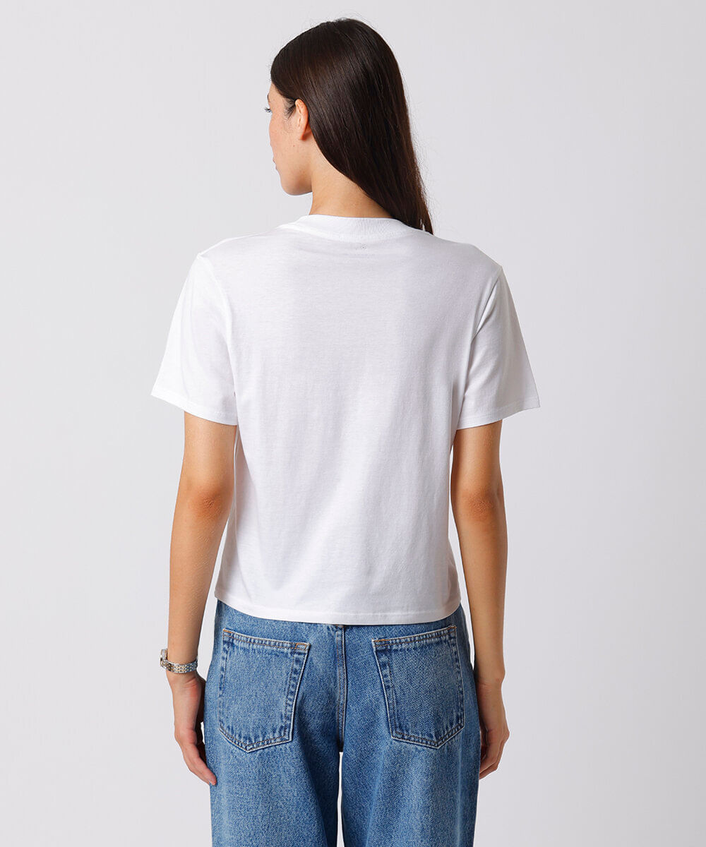 camiseta slim fit feminina de algodão pima mindset  branca