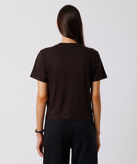 camiseta slim fit feminina de algodão pima mindset marrom
