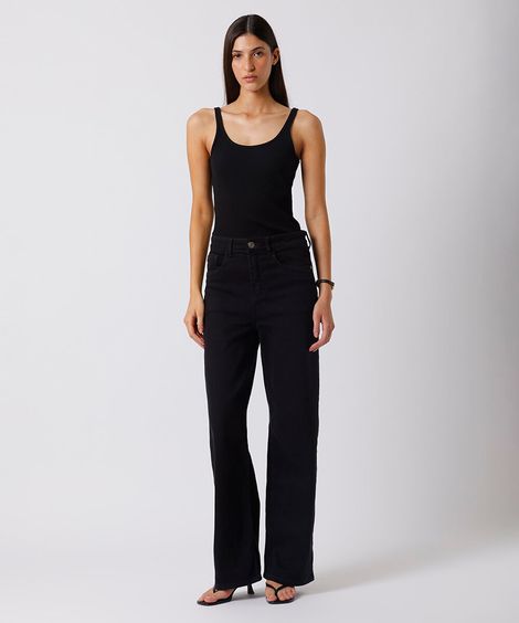 calça reta new york feminina jeans mindset preta