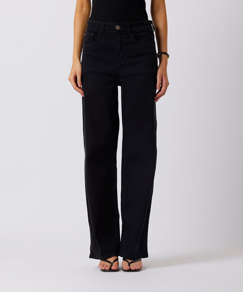 calça reta new york feminina jeans mindset preta