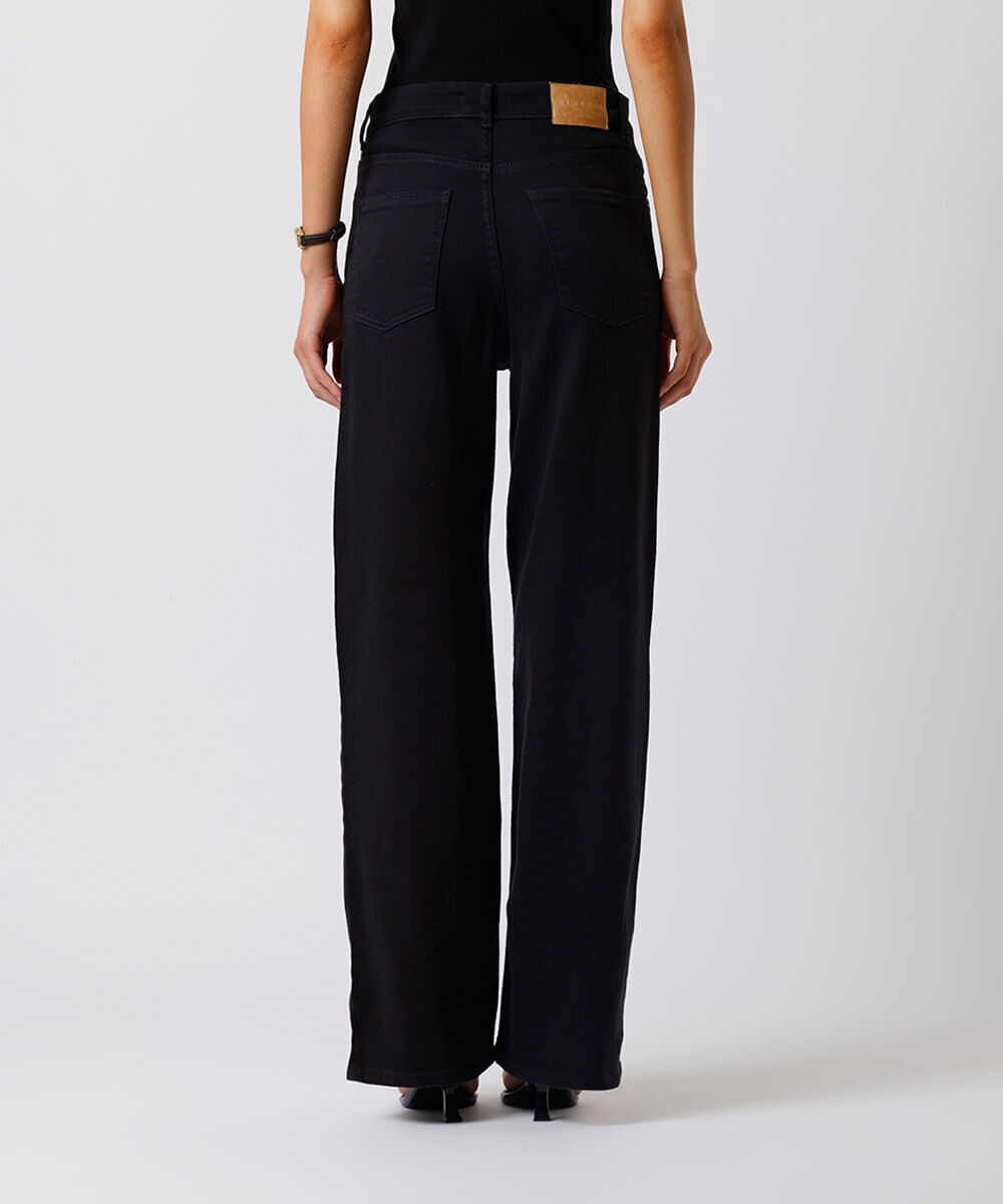 calça reta new york feminina jeans mindset preta