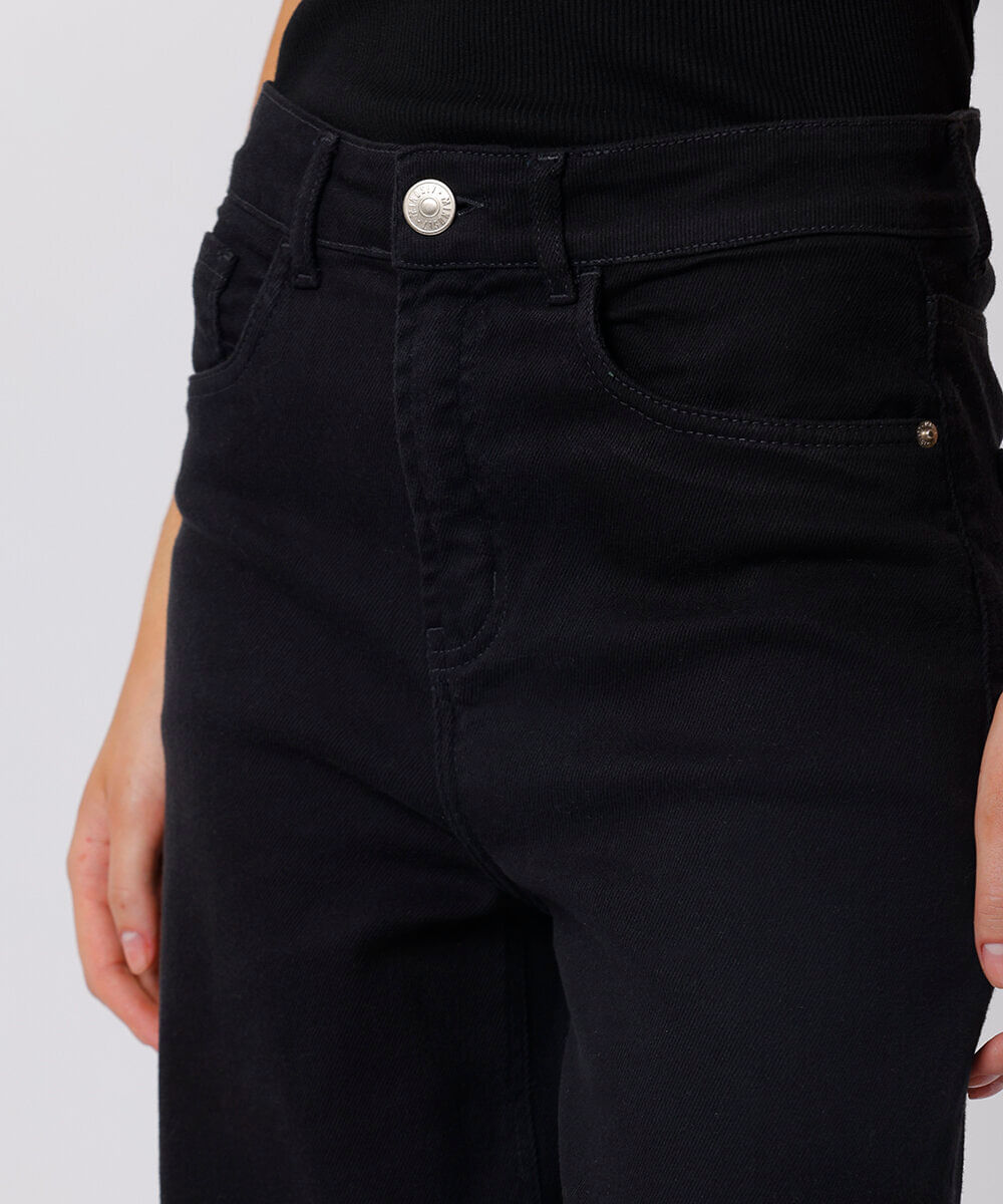 calça reta new york feminina jeans mindset preta