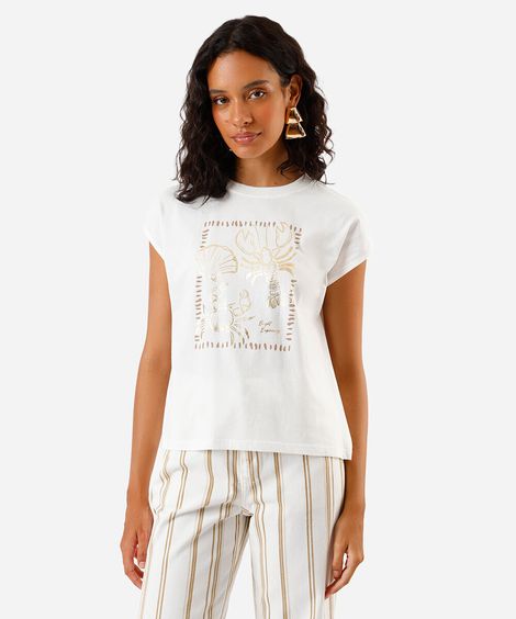 camiseta feminina praia off white