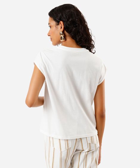 camiseta feminina praia off white