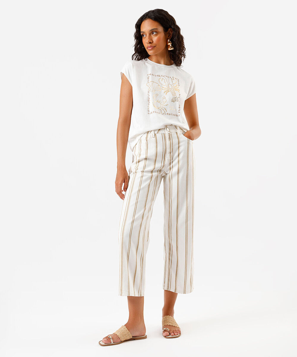 camiseta feminina praia off white