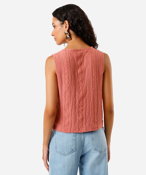 regata feminina colete com amarração rosa