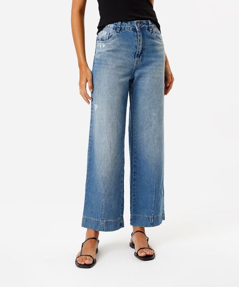 calça feminina jeans wide petit pence barra sawary azul