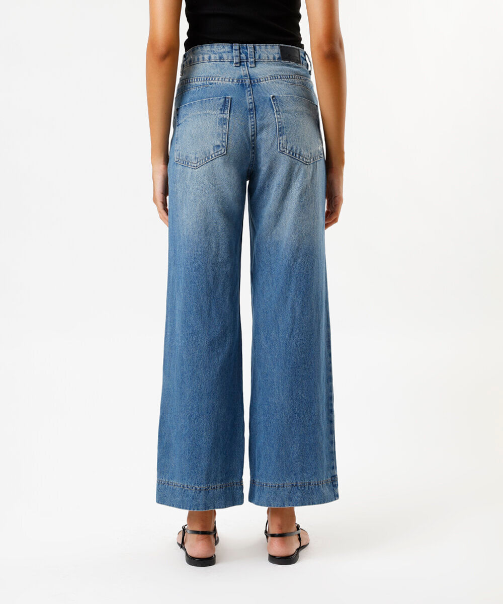 calça feminina jeans wide petit pence barra sawary azul