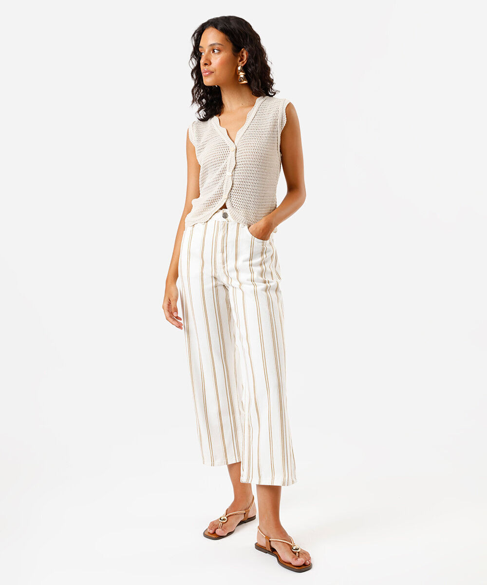 colete feminino de tricot texturizado bege