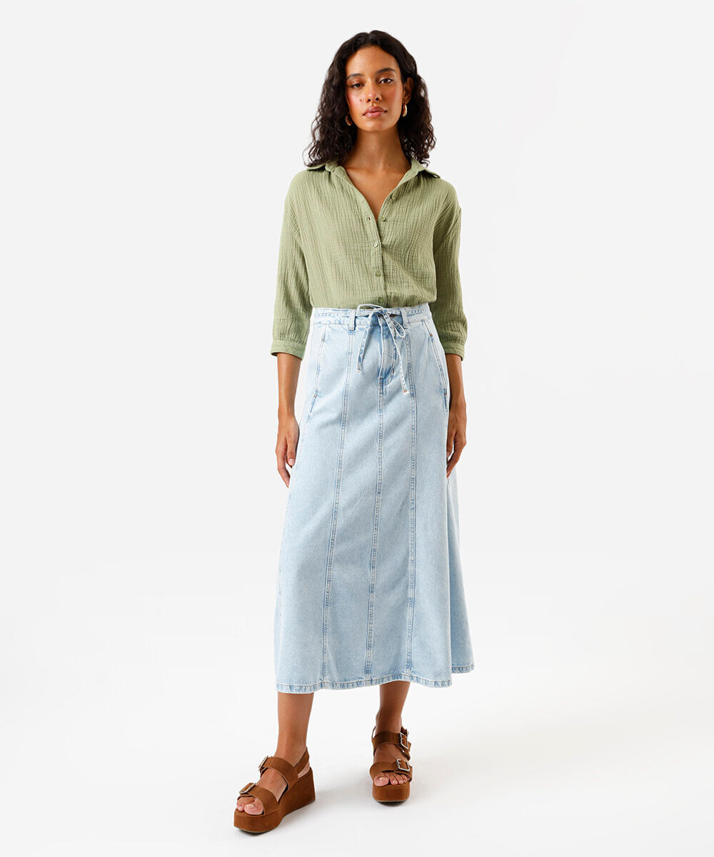 camisa feminina de algodão texturizada verde