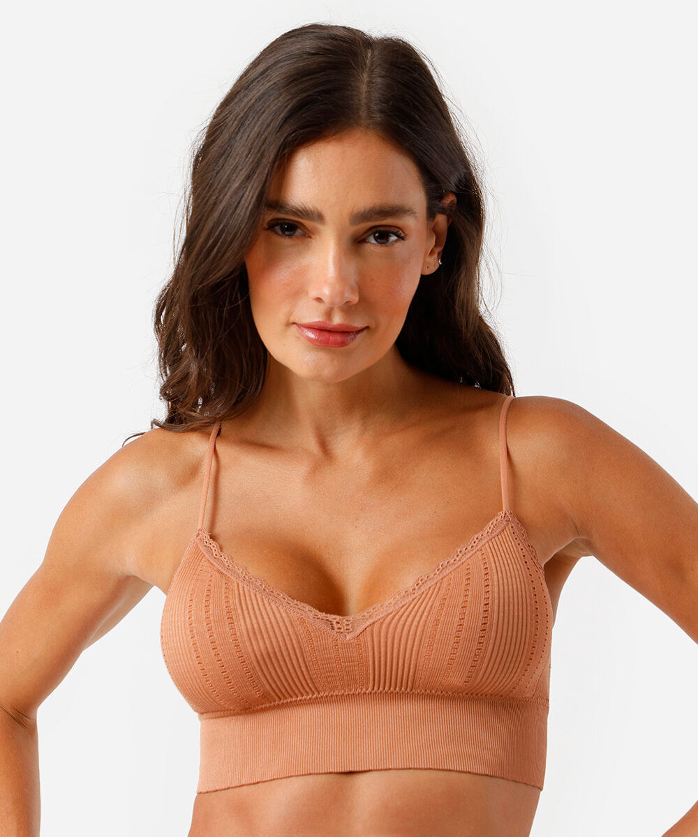 kit de 2 sutiãs sem costura alongado com renda colorido