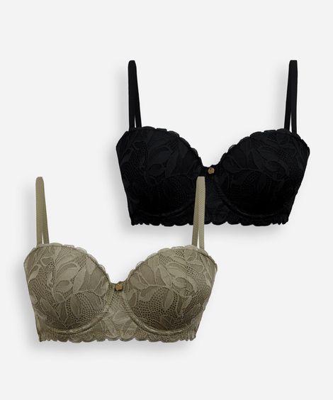 kit de 2 sutiãs meia taça de renda colorido