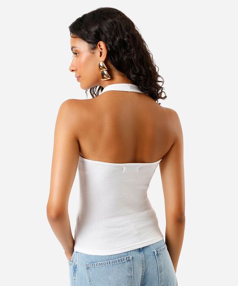 blusa frente única feminina decote u canelada off white