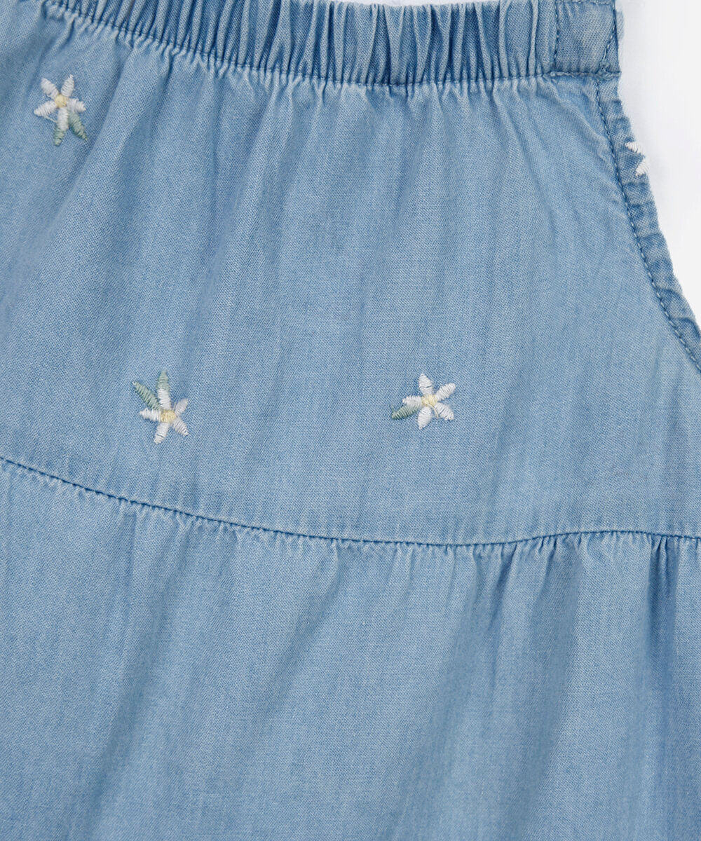 vestido infantil jeans bordados azul