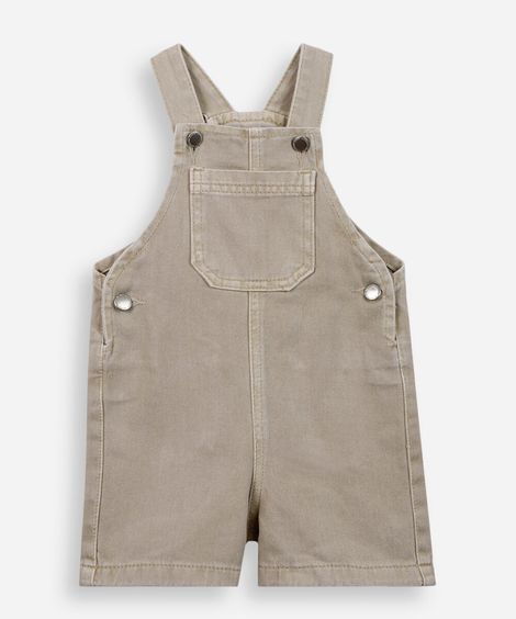 jardineira infantil sarja estonada bege