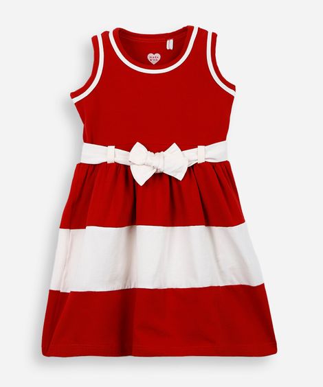 vestido infantil listrado vermelho