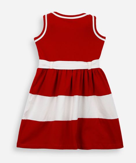 vestido infantil listrado vermelho