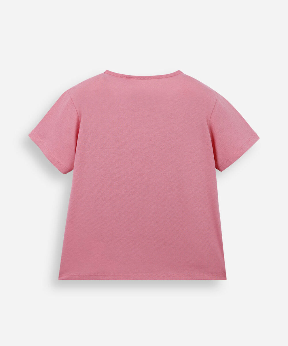 camiseta infantil hello kitty com bolsinha rosa