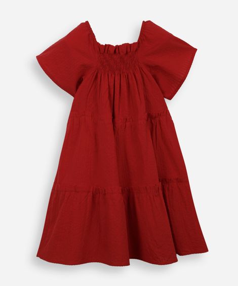 vestido infantil marias e manga babado vermelho
