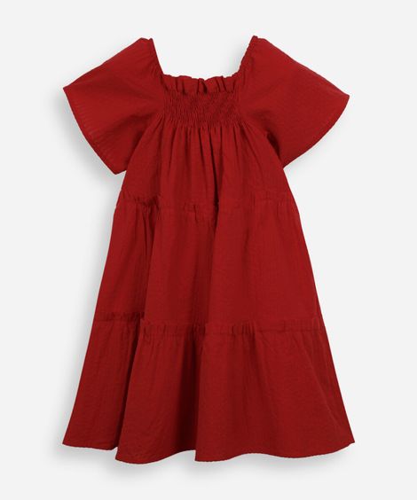 vestido infantil marias e manga babado vermelho