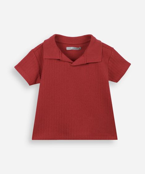 polo infantil manga curta ribana vermelha