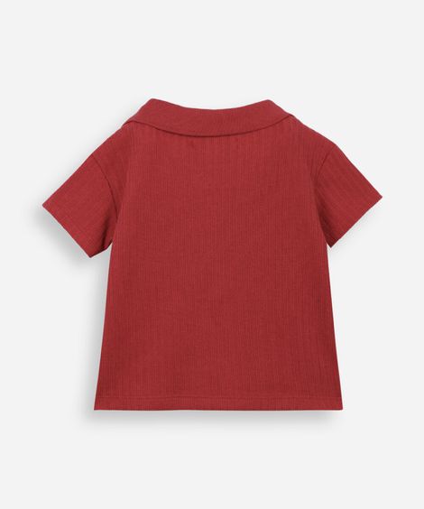 polo infantil manga curta ribana vermelha