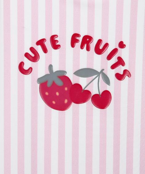 maiô infantil listrado cereja rosa