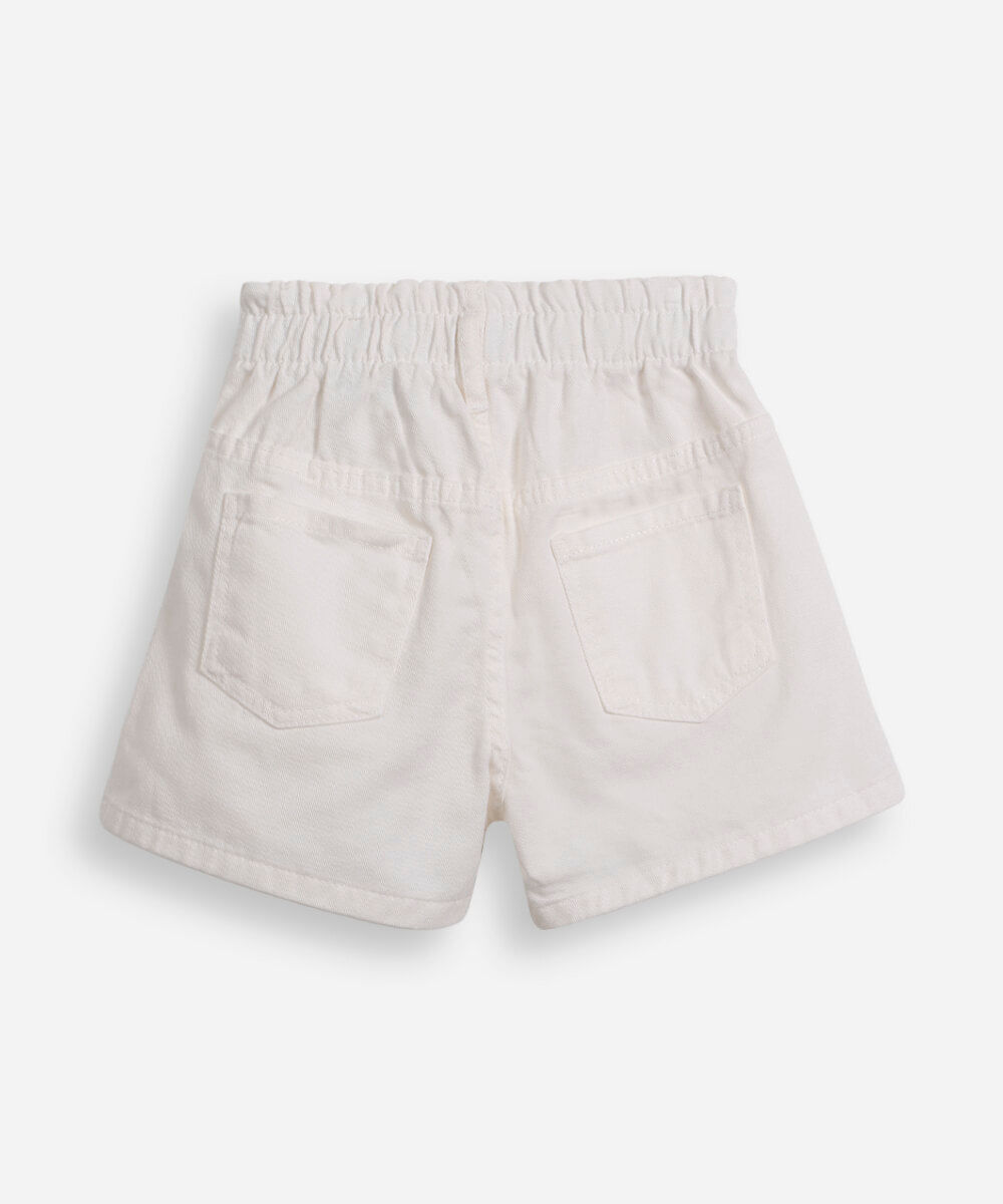 short infantil clochard bordado de coração off white