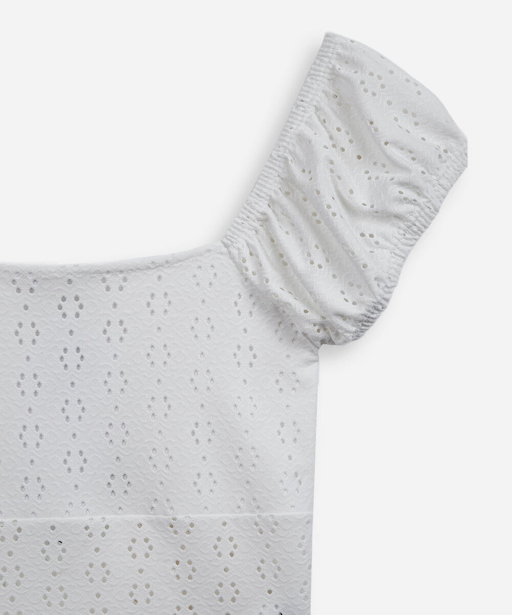 blusa juvenil franzida laise off white