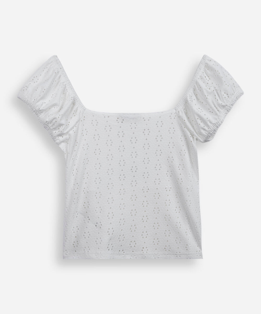 blusa juvenil franzida laise off white