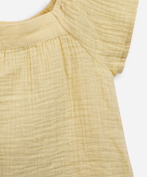 conjunto infantil manga curta leve amarelo