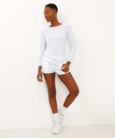 blusa esportiva decote canoa manga longa branca
