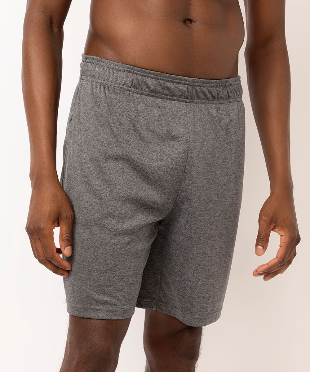 short masculino esportivo com bolso cinza