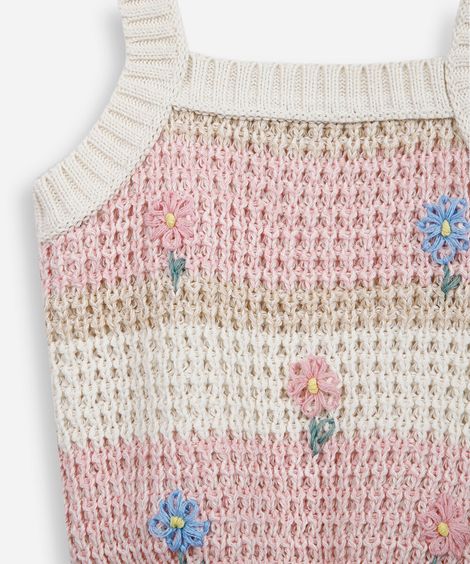 blusa infantil de tricot com flores aplicadas colorido