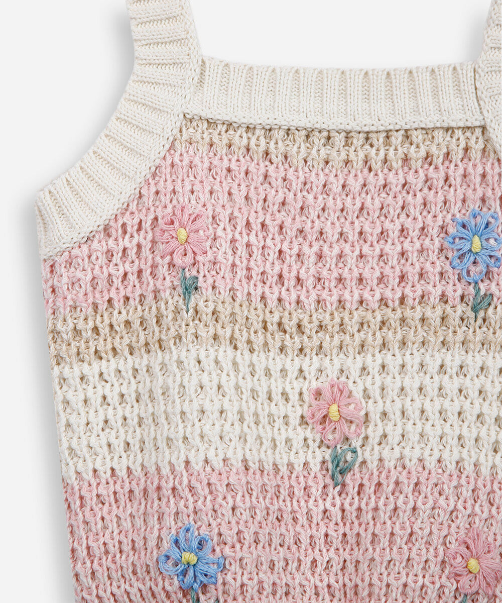 blusa infantil de tricot com flores aplicadas colorido