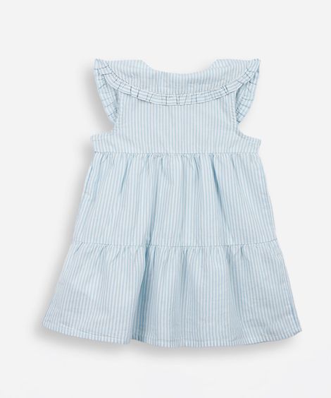 vestido infantil de algodão listrado azul