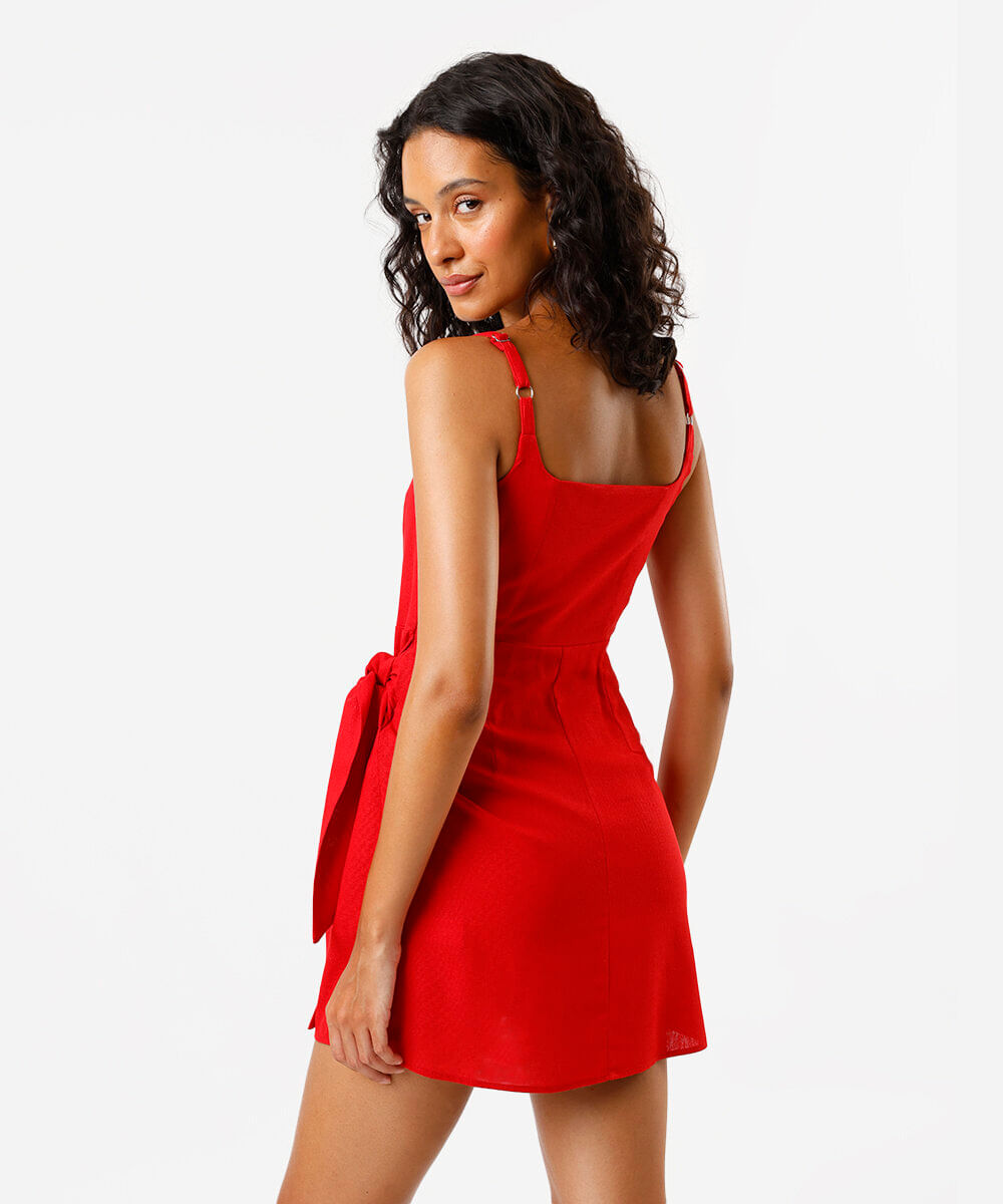 vestido pareô feminino com linho vermelho
