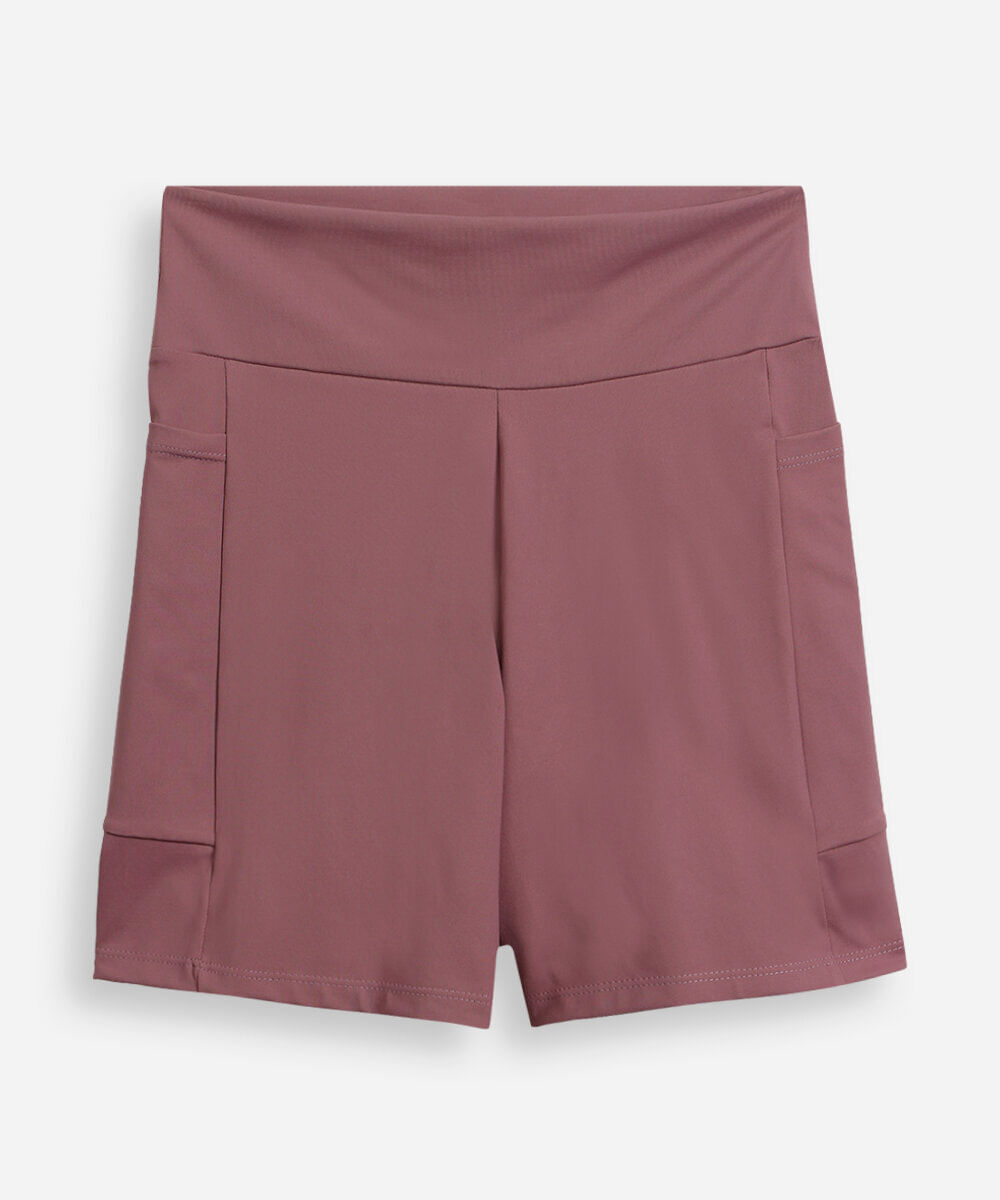 short juvenil esportivo com bolsos rosa