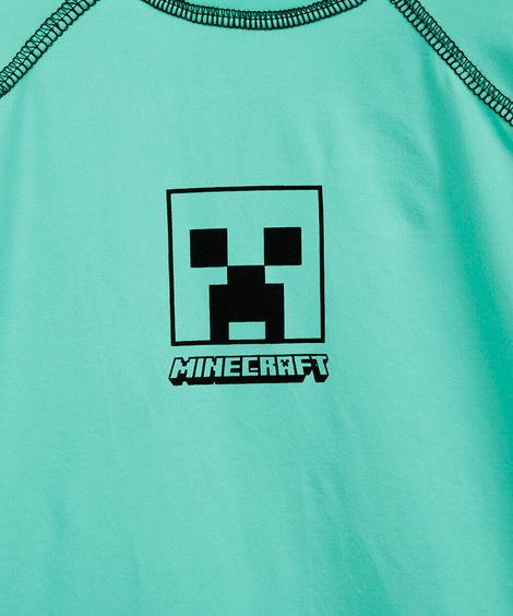 camiseta infantil manga longa com proteção uv minecraft verde