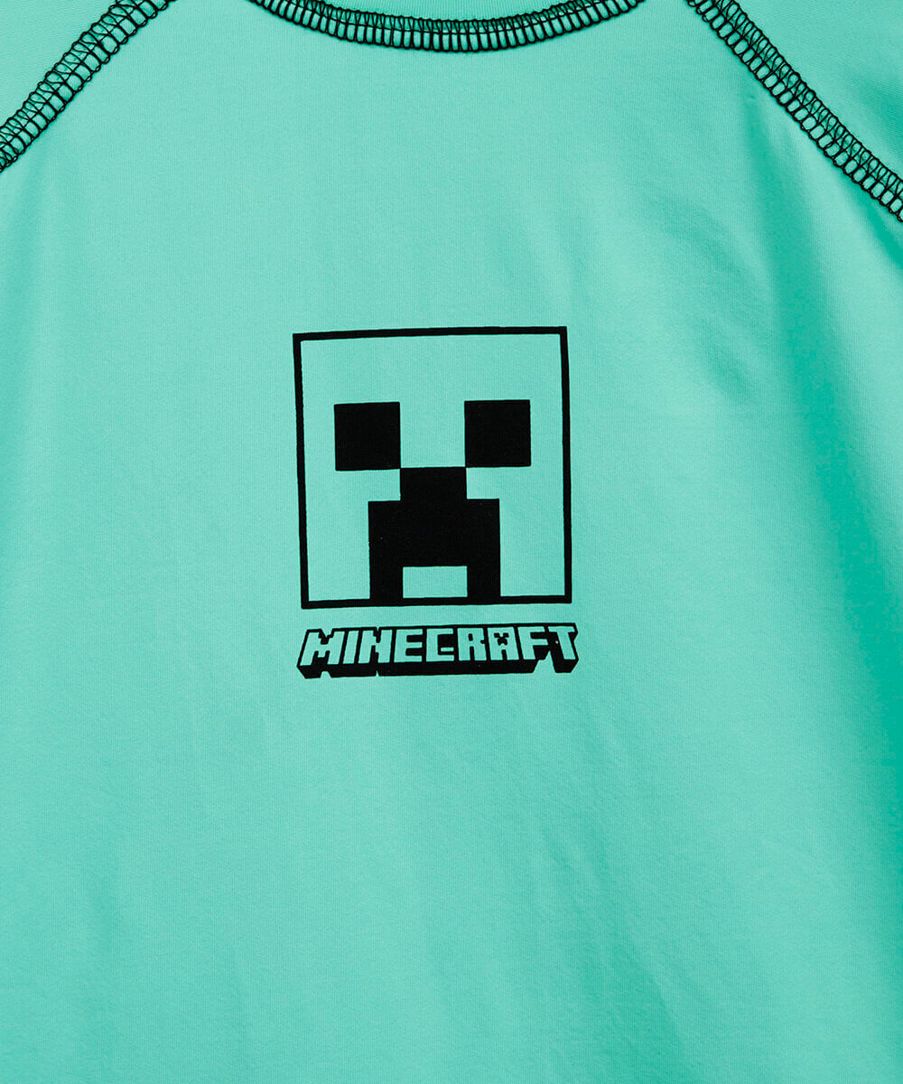 camiseta infantil manga longa com proteção uv minecraft verde